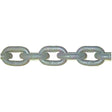 A close-up view of the Sparex Lifting Chain 8mm x 21mm, with interlocking oval links and a length of 50m, designed for maximum breaking strength.