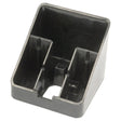 The Light Holder Bracket from Sparex, Part No. S.312049, is a black plastic funnel-shaped component with three internal sections and mounting holes, potentially useful for cable management or electronic housing tasks.