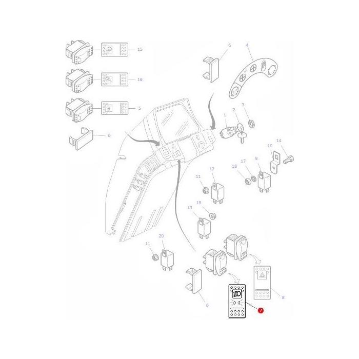 Light Switch - 4293537M2 - Massey Tractor Parts