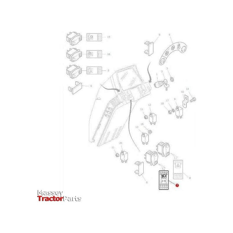 Massey Ferguson Light Switch - 4293537M2 | OEM | Massey Ferguson parts | Light Switches-Massey Ferguson-Farming Parts,Light Switches,Lighting & Electrical Accessories,Switches & Sensors,Tractor Parts
