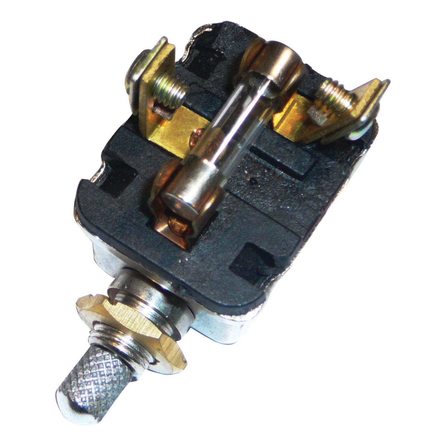 Close-up image of the Light Switch, Sparex Part No.S.67593, with visible internal components, including metal contacts, screws, and a threaded mounting shaft. Resembling the durability you'd expect from a Massey Ferguson tractor part, this Sparex switch is built for reliability and precision.