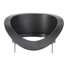 A black, triangular plastic light trim with two metal screws at the bottom, reminiscent of the robust design seen in Massey Ferguson's 6400 Series. This is the AGCO Massey Ferguson Light Trim part number 4281292M2.