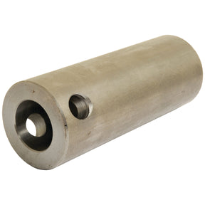 A cylindrical metal part, Ø45 x 120mm, with a large central hole of Ø25mm and a smaller perpendicular hole on its side, utilized in mechanical or industrial applications such as the John Deere CC53634 Loader Tine Bush. This product is known as the Loader Tine Bush - Ø45 x 120mm (Ø25), and it fits as CC53634 under Sparex Part No. S.23566 from the Sparex brand.