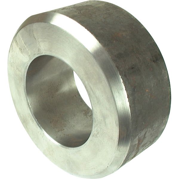 A cylindrical Loader Tine Bush - Ø90 x 38mm (Ø50) from Sparex, with a hollow center and a brushed, slightly tarnished surface; Sparex Part No.S.77315.