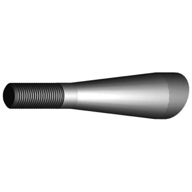 The image displays the Sparex Loader Tine - Cranked 820mm, featuring a wide conical shape that tapers to an M20 x 1.50 threaded end (H - fluted), making it ideal for achieving maximum torque in heavy-duty applications.