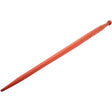 The Sparex Loader Tine - Straight (S.135881) is a 1,250mm long, orange stake with a pointed end and an M33 x 2.00 (Square) thread size, designed for construction or surveying applications that require precise placement and exceptional durability.