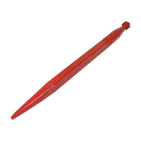 The Loader Tine - Straight 680mm by Sparex is a red, elongated chisel with a pointed tip and square base, designed to fit as KK221193 - S.77012 and featuring a thread size of M20 x 1.50 (Square).