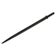 A single black plastic tapered rod with a hole at one end, featuring a convenient pin fitting for versatile applications: the Loader Tine - Straight 850mm, (Star) - S.21514 by Sparex.