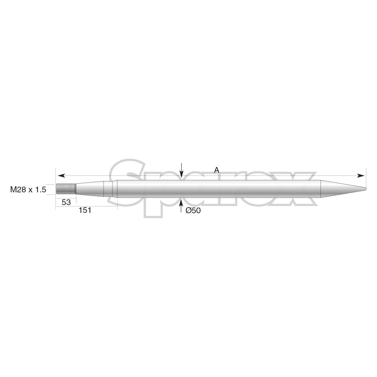 Loader Tine - Straight 970mm, Thread size: M28 x 1.50 (Round)
 - S.22894 - Farming Parts