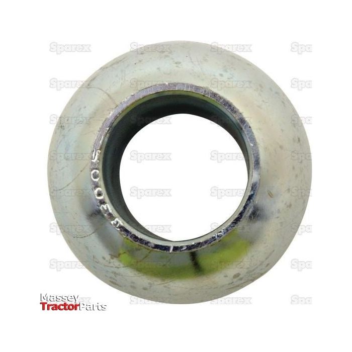 A metallic spherical joint with a hole in the center, identified by "S.33005" on the edge and featuring the Sparex logo in the bottom left corner, branded as a Lower Link Ball (Cat. 2/2). Suitable for various applications.