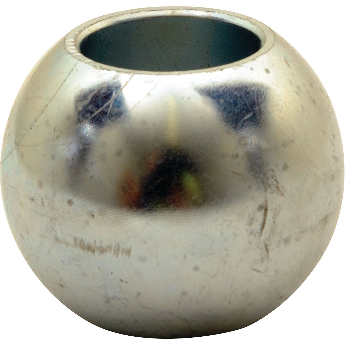 This Metallic Lower Link Ball (Cat. 2/2) - S.33005 by Sparex, featuring an open cylindrical hole at the top, shows slight surface wear and scratches. For detailed product specifications, please refer to the manufacturer's information.