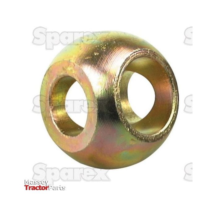 A metallic spherical bearing with two holes is displayed, with the words "Sparex" and "Massey Tractor Parts" partially visible in the background. Product specifications note that this Lower Link Dual Category Ball (Cat. 2 Outer, 1/2 Inner), identified by Sparex Part No.S.1610, fits sizes ranging from 7/8 to 1 1/8 inches.