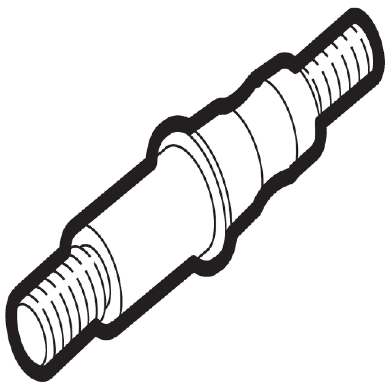 A black-and-white illustration of a Sparex Lower Link Implement Pin featuring dual threaded ends with a 5/8'' UNF thread size and a grooved central section, part number S.1700.
