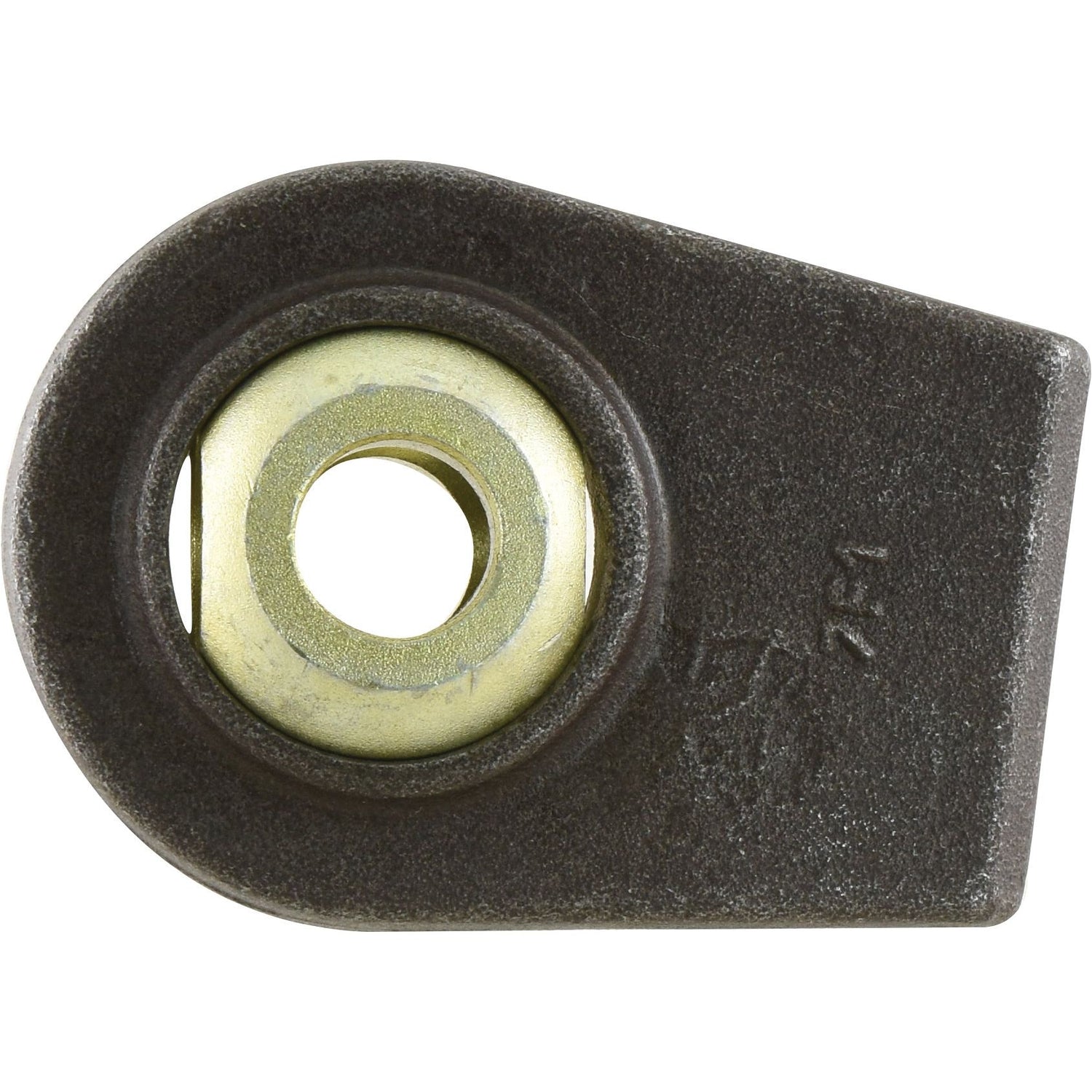 Close-up view of the Sparex Lower Link Weld On Ball End (Cat. 1/2) | Sparex Part No.S.3270, featuring a circular hole in the center and demonstrating precise welding length, positioned against a white background.