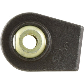 Close-up view of the Sparex Lower Link Weld On Ball End (Cat. 1/2) | Sparex Part No.S.3270, featuring a circular hole in the center and demonstrating precise welding length, positioned against a white background.