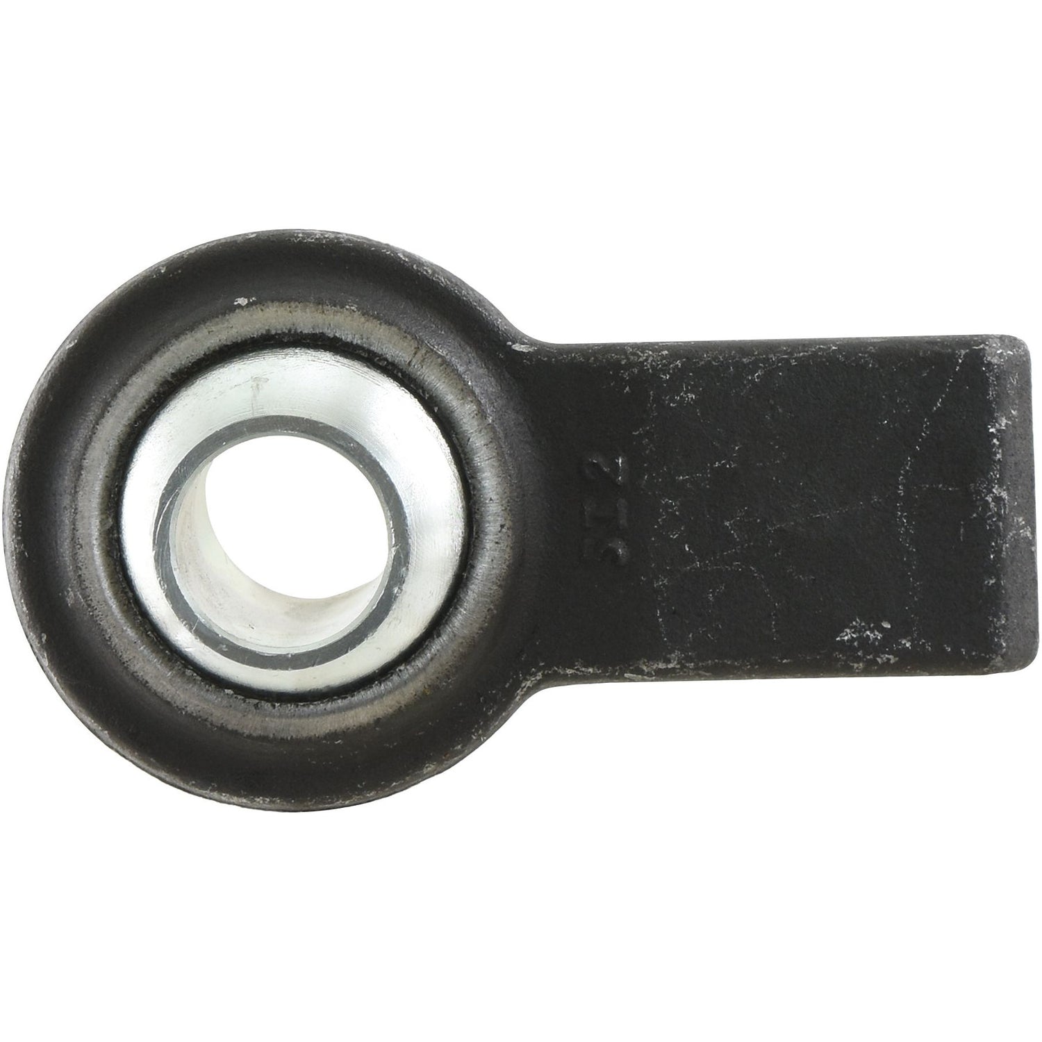 Close-up image of a Lower Link Weld On Ball End (Cat. 2) with a black coating and a circular hole in the center, typically found in Category 2 equipment by Sparex (Part No. S.15307).