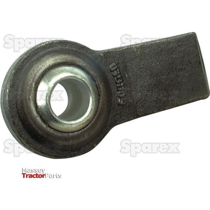 A durable Sparex Lower Link Weld On Ball End (Cat. 2), branded with "Sparex" and designed for Massey tractors, features an eyelet hole and a flat tail. This component is identified by Part No. S.15307 and fits Category 2 specifications for reliable performance.

