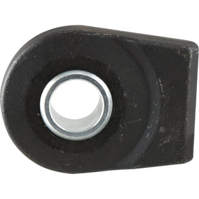 Close-up of the Sparex Lower Link Weld On Ball End (Cat. 4), featuring a black, triangular metal bracket with a circular hole in the center that showcases precise welding length and durable Sparex construction (Sparex Part No. S.148207).