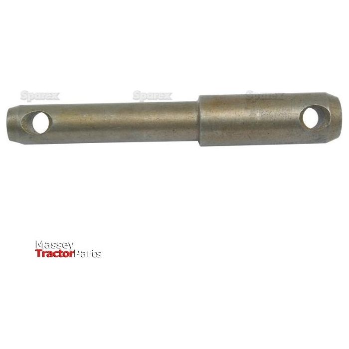 A precision tractor part, specifically a metallic Lower Link Weld On Implement Mounting Pin measuring 22-28x181mm Cat. 1/2 with two holes near each end and a clearly marked overall length. The Sparex branding is visible in the bottom left corner, identified by Part No.S.210.