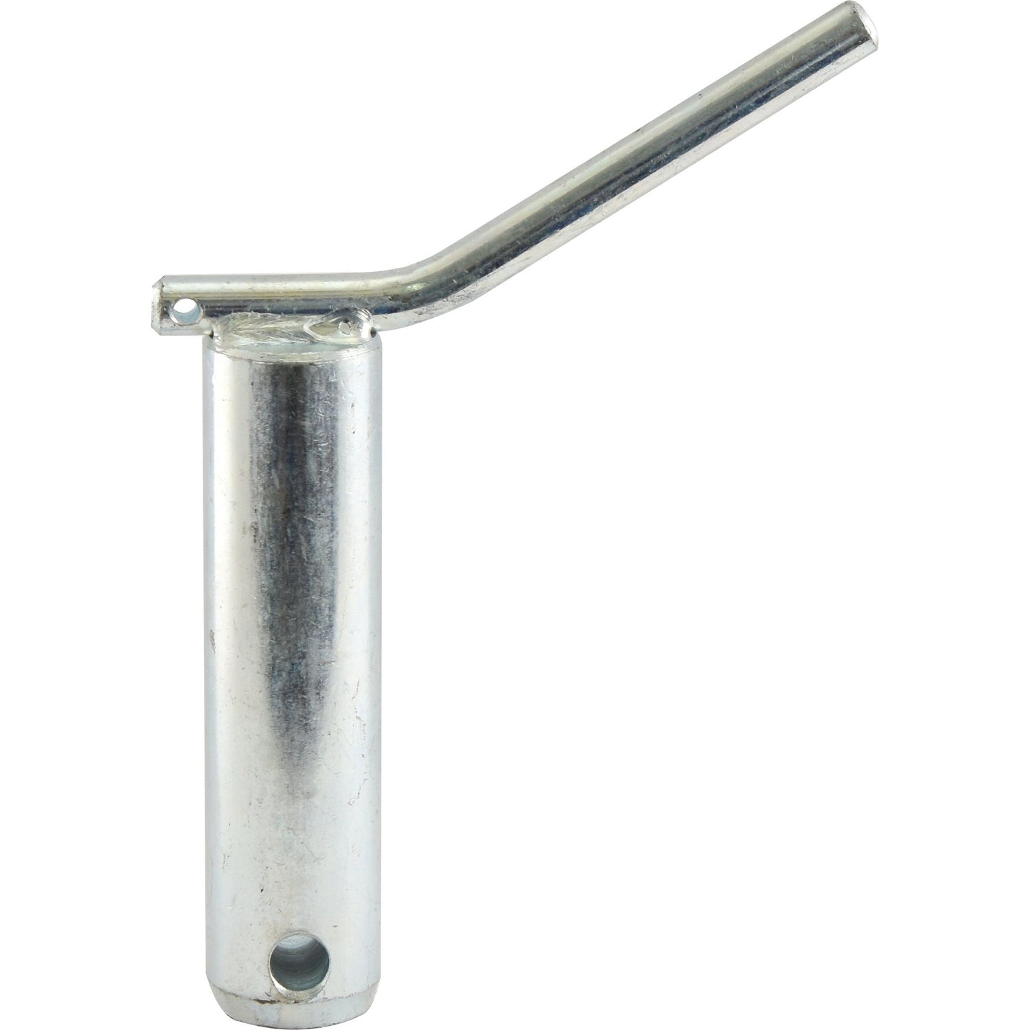 Introducing the Sparex Lower Link Pin - Double Shear 36x127mm Cat.3, model number S.3235. This metal cylindrical tool comes equipped with a hinged, angled handle on top and features a Category 3 design along with a Double Shear Pin at the bottom.