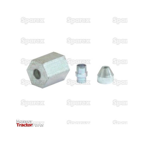 Three silver metal components on a white background with "Sparex" logos in the backdrop. Featuring an M14 DIESEL FITTING (Sparex Part No. S.37236), alongside a small cylindrical piece and a cone-shaped piece from Sparex.
