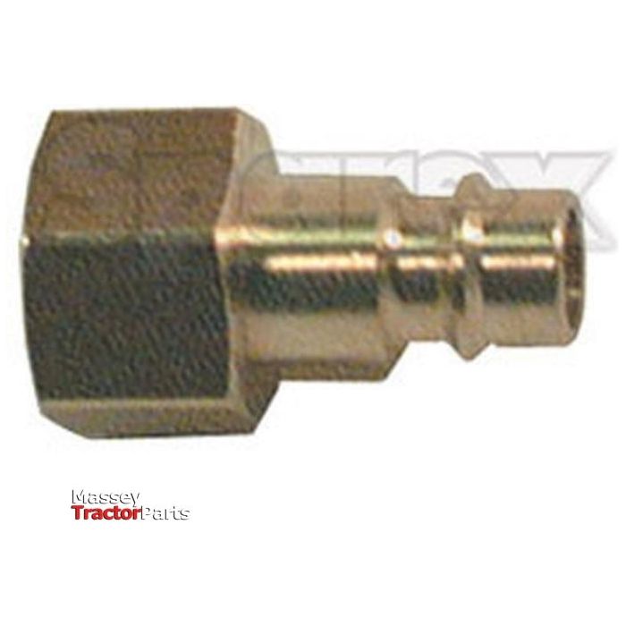 Close-up of a Sparex Male Airline Fitting 1/4'' (Part No. S.31816) with a hexagonal nut and a smooth cylindrical end. The background is white with faint text partially visible.