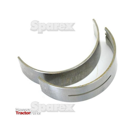Two semi-circular metal engine bearings against a white background with the brand name "Sparex" visible, specifically Main Bearing +0.010'' (0.25mm) (Pair) | Sparex Part No.S.62048, suitable for Allis Chalmers machines.