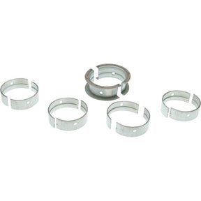 Five Sparex Main Bearing Std. (Set) inserts, each featuring a single hole and arranged in a semicircular fashion, suitable for John Deere equipment, are offered under Sparex Part No. S.75807.