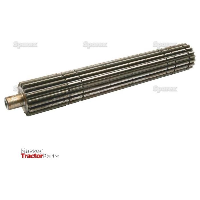 A metal spline shaft with multiple grooves is displayed on a white background, accompanied by text overlays that read "Sparex" and "Massey Tractor Parts." The Main Shaft, designated as Sparex Part No.S.41751, is a high-quality component ideal for use in Landini and Massey Ferguson tractors.