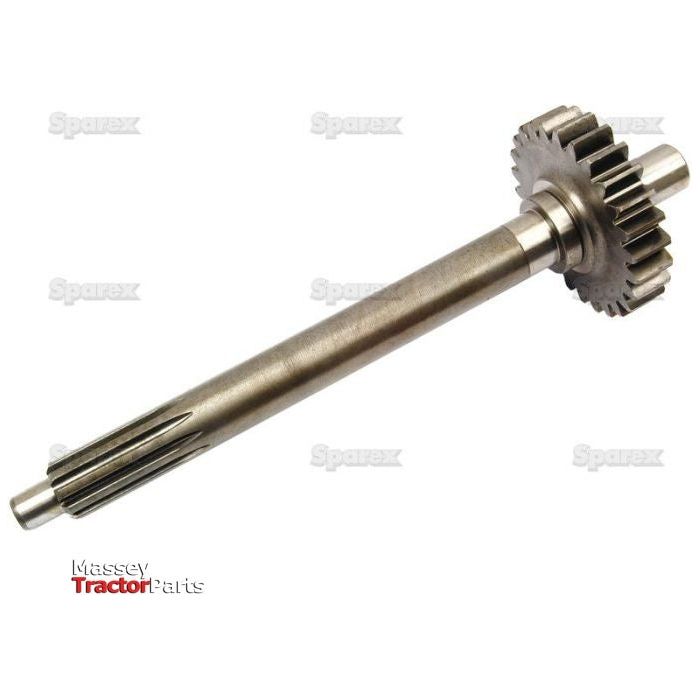 A metal tractor pinion shaft with gears, displayed horizontally against a white background. Branded "Sparex" and labeled "Main Shaft | Sparex Part No.S.42151," this part is designed for Massey Ferguson models.
