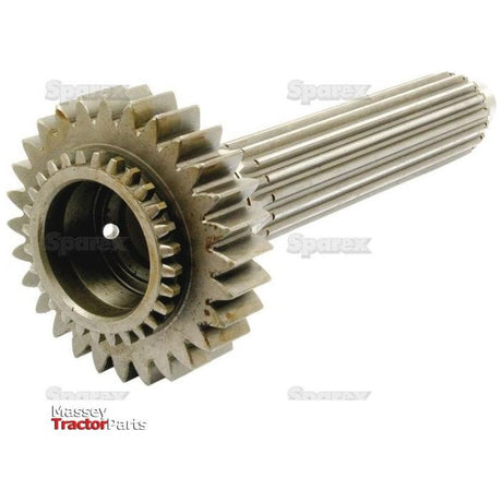 Close-up of a metallic gear shaft with multiple teeth on a white background, labeled "Sparex" and "Main Shaft | Sparex Part No. S.60683," compatible with Ford/New Holland.