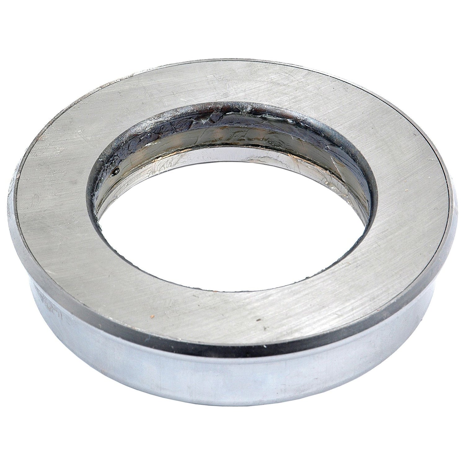 A silver metal washer with a smooth, flat surface and a central hole, often utilized in automotive applications like the Sparex Clutch Release Bearing - S.62435 by Sparex.
