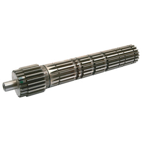 The cylindrical, metallic hobbing tool with gear-like teeth is designed for cutting splines and gears in industrial machining processes. It is compatible with Massey Ferguson mainshafts and matches the Sparex Main Shaft Part No. S.40766 by the brand Sparex.
