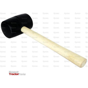 A Sparex 16 oz Rubber Mallet - Part No.S.14753, featuring a black rubber head and a white wooden handle, is displayed against a white background.