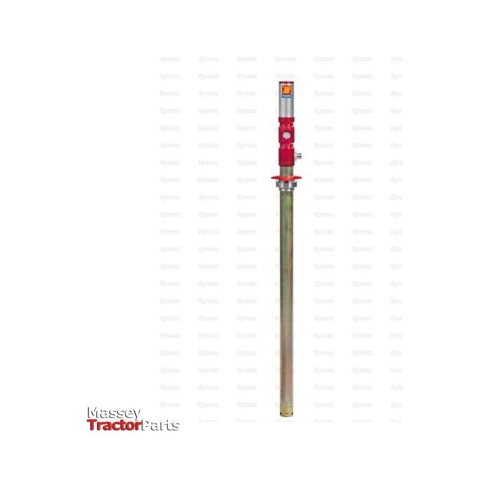 Hydraulic cylinder for a Massey tractor, displayed vertically with a red and metallic finish. The logo "Sparex" is visible at the bottom left. Compatible with Meclube systems. (Pneumatic Oil Pump - 180-220kgs | Sparex Part No.S.156558)