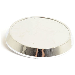 A round, flat silver-colored metal disc with a slightly raised edge, resembling the Sparex Medallion Back Plate (Part No. S.42179) for a Massey Ferguson 135, placed on a plain white background.