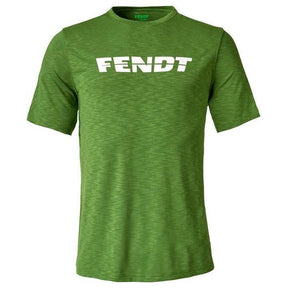 The AGCO Fendt Men's Functional T-Shirt (X99102000C) is a green, short-sleeve shirt featuring "FENDT" printed in white across the chest and offers high freedom of movement.