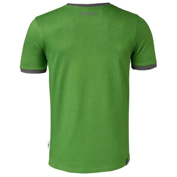 The AGCO Fendt Men's T-shirt (X991020178) is a green short-sleeve shirt with grey accents on the collar and sleeve cuffs, as viewed from the back.