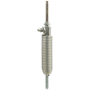 The Oildynamic ram with spring 4'' from Sparex (Part No. S.79118) is a cylindrical metal device measuring a height of 578mm, featuring coiled tubing around its body and pipe fittings at both ends, typically used in fluid or gas applications. Tariff Code 8436990090 applies.