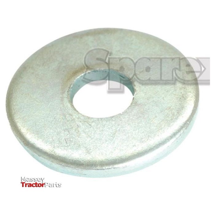 A zinc-plated metal washer with a central hole is displayed against a white background. The words "Massey Tractor Parts" are visible in the bottom-left corner, indicating it is a Metric Body Washer from Sparex conforming to DIN 440R standards (ID: 20mm, OD: 72mm, Thickness: 6mm) with Sparex Part No. S.50073.