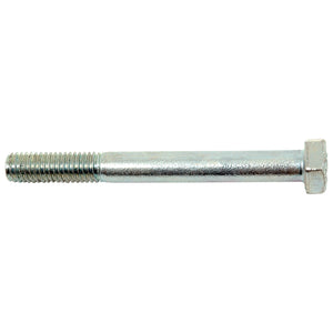 A close-up image of a zinc-plated, silver, hexagonal-head Metric Bolt M10x100mm (DIN 931) from Sparex, showing threads on one end and a smooth shank leading to the hexagonal head on the other end. This Grade 10.9 bolt is engineered for durability and strength.