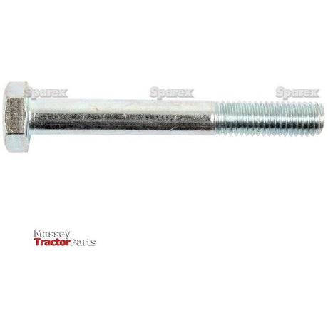 A hex head bolt measuring M10x100mm (DIN 931) with both threaded and unthreaded sections. The text "S.Partex" and "Massey TractorParts" visible in the image background indicates that it's the Sparex Metric Bolt M10x100mm (Sparex Part No.S.5772), compatible with various models, including Zetor.