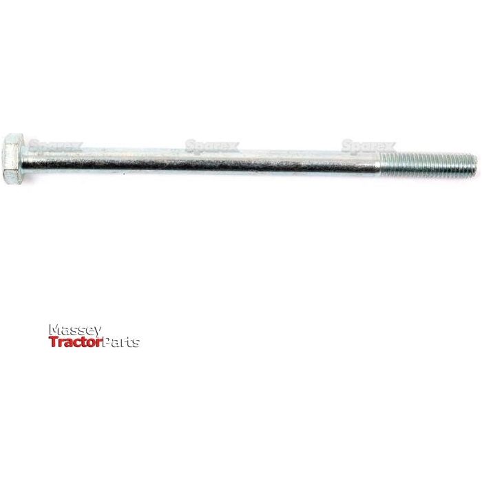 A long metal bolt with a hexagonal head and partial threading, photographed on a white background. The text "Massey Tractor Parts" is visible in the bottom left corner. This Sparex Metric Bolt M10x170mm, Part No. S.53719 complies with DIN 931 standards.