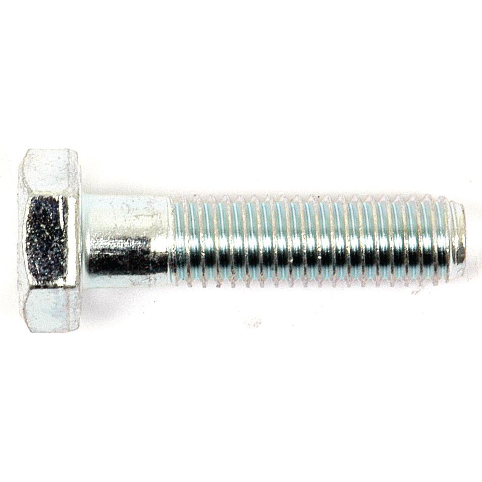 A Sparex Metric Bolt M10x40mm (DIN 931) with a hexagonal head and a threaded shaft, positioned horizontally on a white background. This zinc-plated bolt ensures added durability and complies with DIN 931 specifications (Sparex Part No. S.54782).