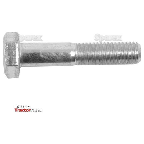 A close-up of a single metallic hex bolt, zinc plated, against a white background. Text in the image reads "Sparex" and "Metric Bolt M10x50mm (DIN 931) | Sparex Part No.S.54735.