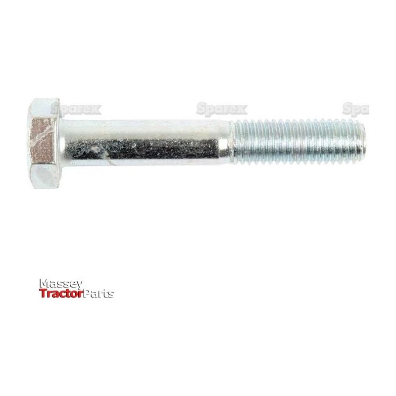 A hex head bolt with partial threading, labeled "Sparex" against a white background. This Grade 8.8, zinc-plated Metric Bolt M10x65mm (DIN 931) | Sparex Part No.S.6939 ensures durability and resistance to corrosion.