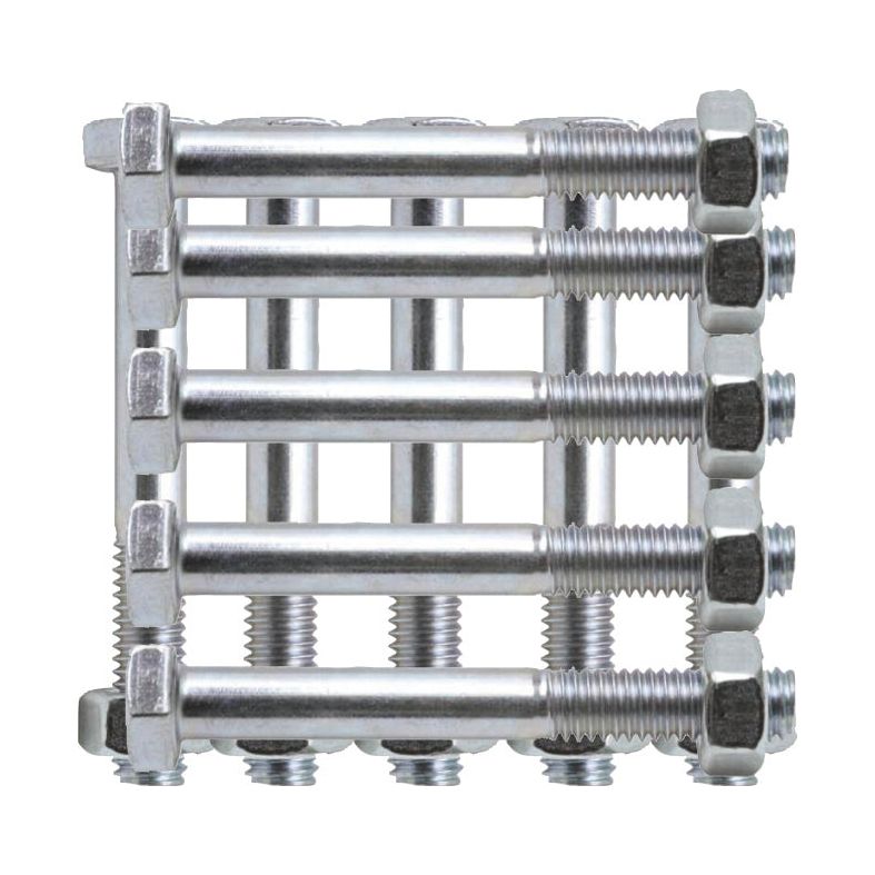 Six Sparex Metric Bolts (M12x50mm, DIN 931, DIN 934) with matching hex nuts, zinc-plated for added durability, aligned parallel to each other in a grid pattern.