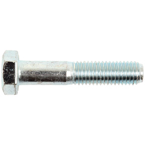 A Sparex Metric Bolt M12x80mm (DIN 931), recognizable by its silver hue and partially threaded shank with zinc plating for enhanced durability, is displayed against a white background.