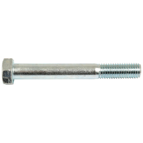 The Sparex Metric Bolt M14x110mm (DIN 931) | Sparex Part No.S.6974, featuring a zinc-plated, hexagonal head and a partially threaded shaft, is displayed on a white background.