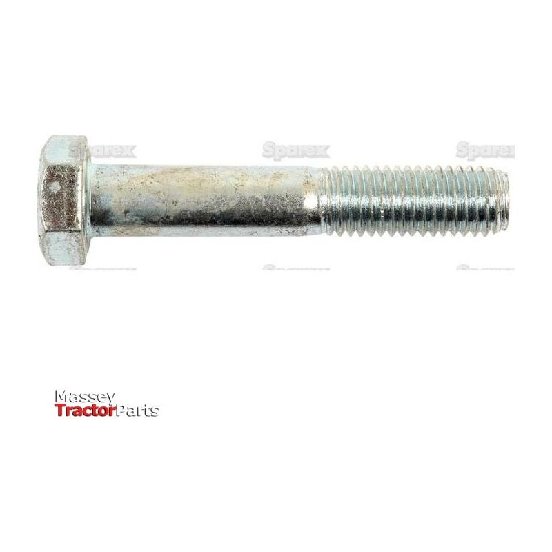 Close-up of a zinc-plated hexagonal bolt, specifically the Metric Bolt M14x80mm (DIN 931) | Sparex Part No.S.6971, with partial threading against a white background. The Sparex logo is visible in the lower left corner, indicating its high tensile strength.